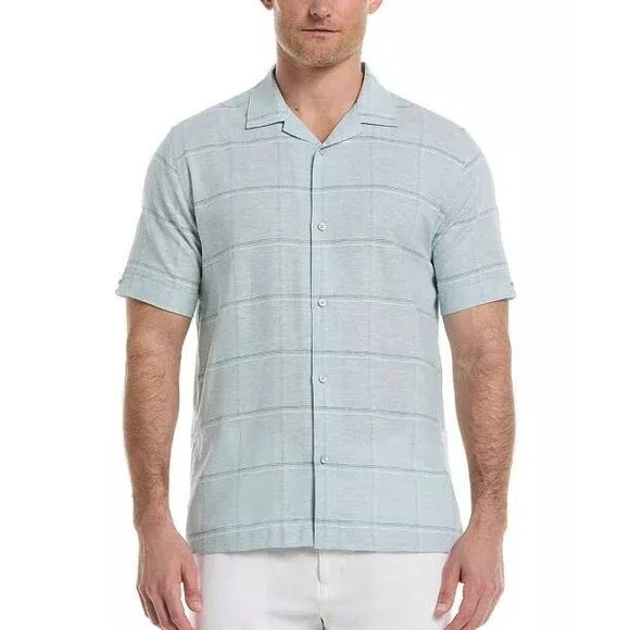 Cubavera Men’s Classic‑Fit Windowpane Linen Blend Camp Shirt S/CH $80 NWT - Picture 2 of 9
